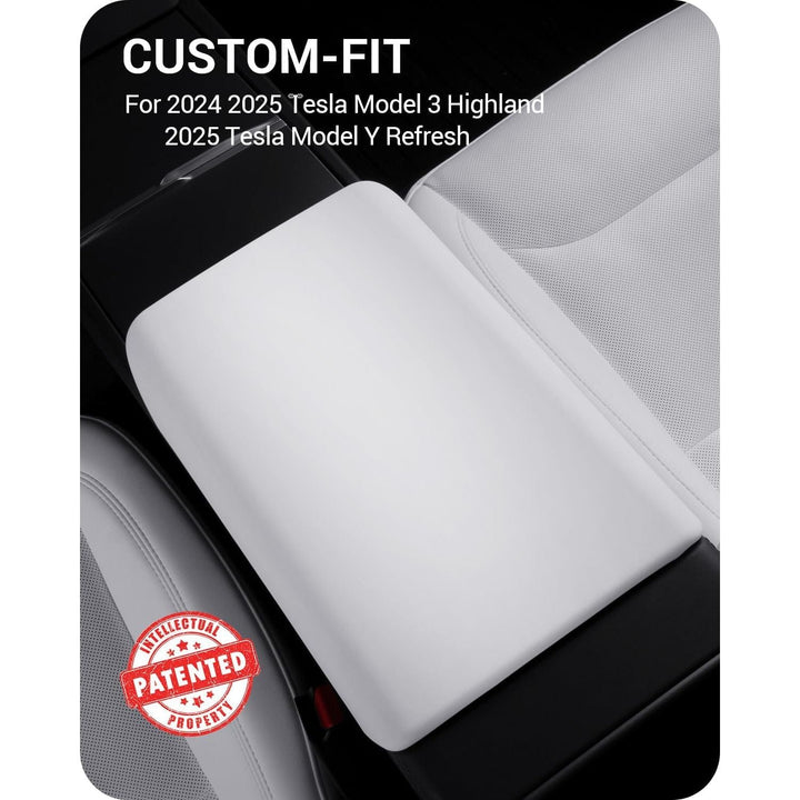 BASENOR Upgrade Center Console Cover for 2024 2025 Tesla Model 3 Refresh Highland TPU Armrest Cover Non - Slip Arm Rest Protector Model 3 Interior Accessories White - Just Closeouts Canada Inc.