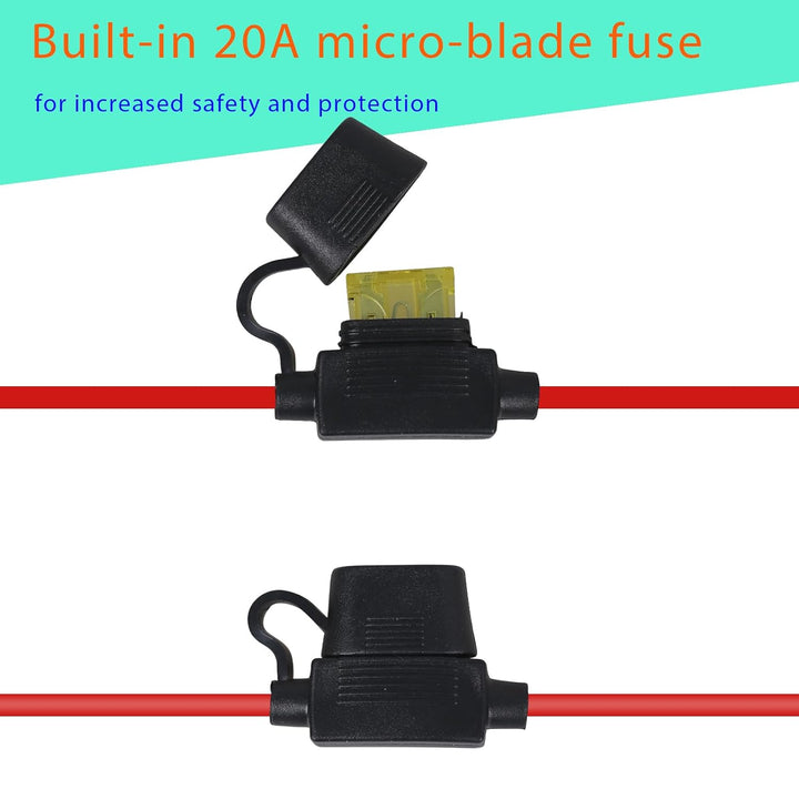 Integrated 20 A fuse holder on the harness
