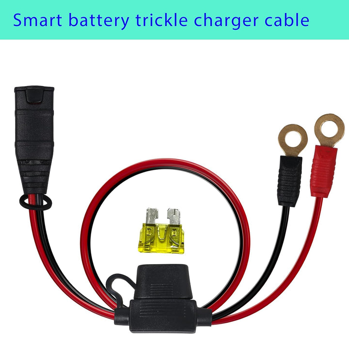 One battery charger harness with eyelets and spare fuse
