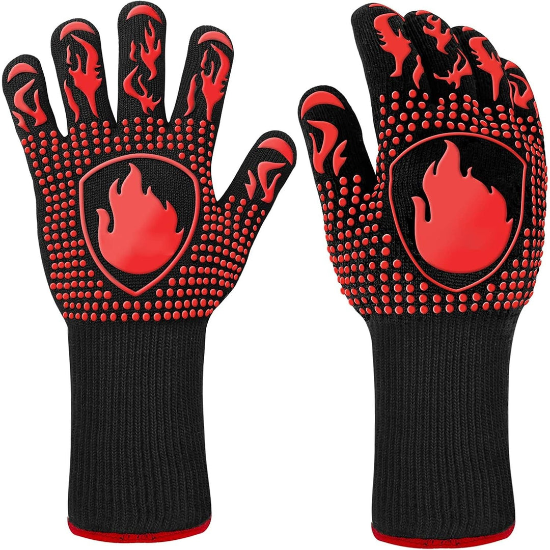 BBQ Gloves, Heat Resistant Oven Mitts Grilling Gloves - 1472℉ Extreme Heat Resistant, Oven Gloves Silicone - Cooking Gloves for Grilling, BBQ, Baking, Welding (A Pair) - Just Closeouts Canada Inc.