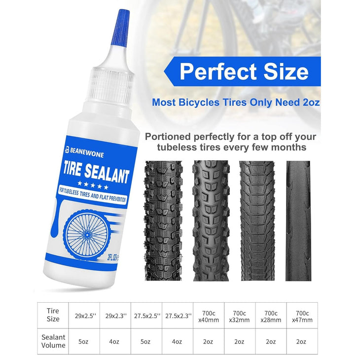 Beanewone Tubeless Tire Sealant, Tubeless Bike Sealant - 2oz per Bottle, Long - Lasting for MTB, No Tubes and Tubeless Tires. No Tire Removal, Directly Refills in Under 30s - Just Closeouts Canada Inc.