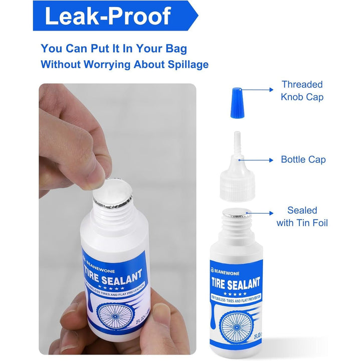 Beanewone Tubeless Tire Sealant, Tubeless Bike Sealant - 2oz per Bottle, Long - Lasting for MTB, No Tubes and Tubeless Tires. No Tire Removal, Directly Refills in Under 30s - Just Closeouts Canada Inc.