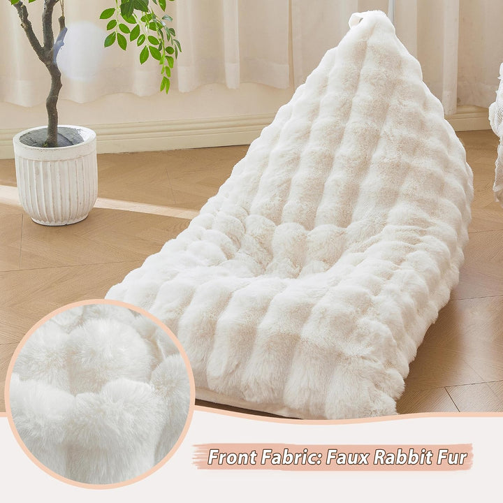 Beige 250L Faux Rabbit Fur Bean Bag Cover, 50 × 30 × 30 in (No Filler) - Just Closeouts Canada Inc.X004OXK9ZV