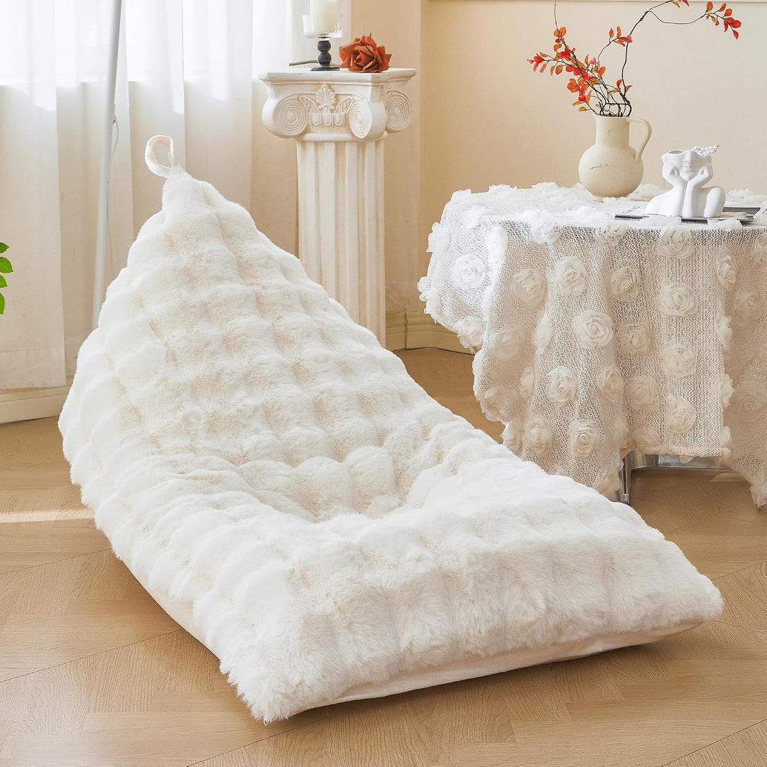 Beige 250L Faux Rabbit Fur Bean Bag Cover, 50 × 30 × 30 in (No Filler) - Just Closeouts Canada Inc.X004OXK9ZV