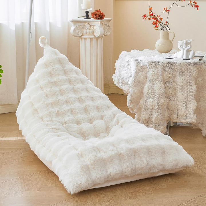 Beige 250L Faux Rabbit Fur Bean Bag Cover, 50 × 30 × 30 in (No Filler) - Just Closeouts Canada Inc.X004OXK9ZV