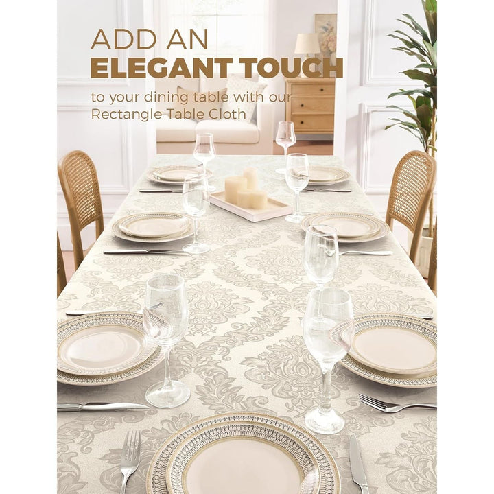 Beige Floral Table Cloths Rectangular 60 x 104 Inch (8-10 Seats),Waterproof & Stain Resistant Wrinkle-Free Damask Tablecloth Covers for Dining Kitchen Buffet Table, Wedding Indoor Outdoor - Just Closeouts Canada Inc.X004O3EVPF