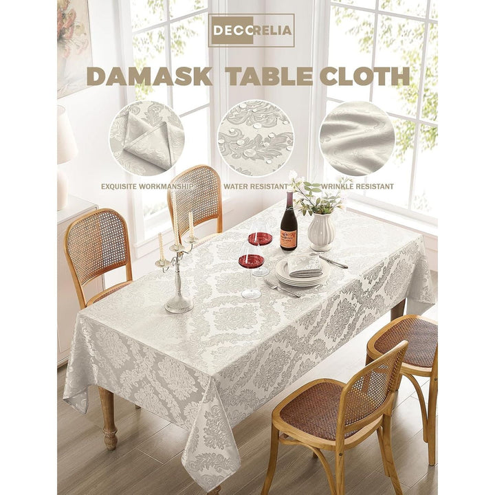 Beige Floral Table Cloths Rectangular 60 x 104 Inch (8-10 Seats),Waterproof & Stain Resistant Wrinkle-Free Damask Tablecloth Covers for Dining Kitchen Buffet Table, Wedding Indoor Outdoor - Just Closeouts Canada Inc.X004O3EVPF
