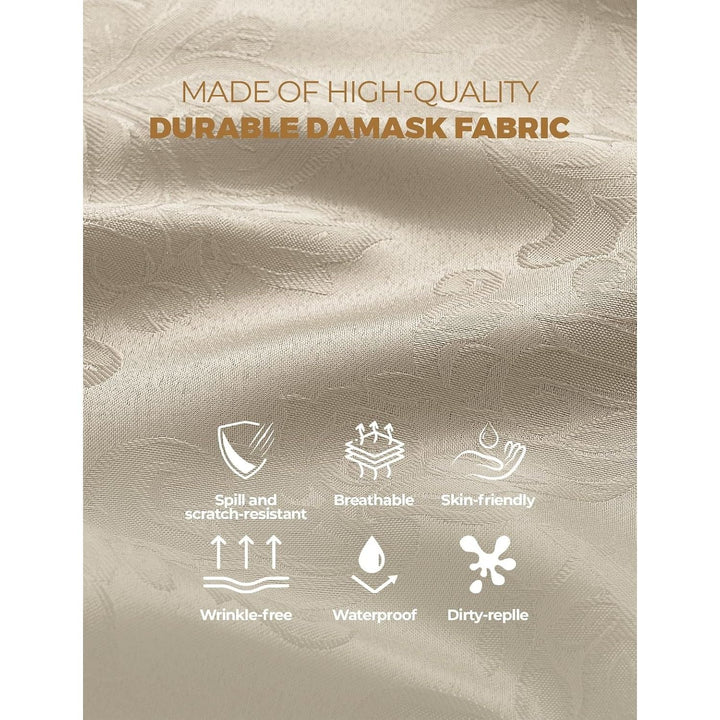 Beige Floral Table Cloths Rectangular 60 x 104 Inch (8-10 Seats),Waterproof & Stain Resistant Wrinkle-Free Damask Tablecloth Covers for Dining Kitchen Buffet Table, Wedding Indoor Outdoor - Just Closeouts Canada Inc.X004O3EVPF