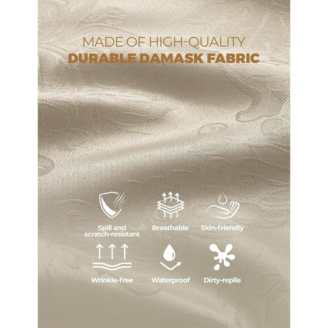 Beige Floral Table Cloths Rectangular 60 x 84 Inch (6-8 Seats),Waterproof & Stain Resistant Wrinkle-Free Damask Tablecloth Covers for Dining Kitchen Buffet Table, Wedding Indoor Outdoor - Just Closeouts Canada Inc.X004O46URV