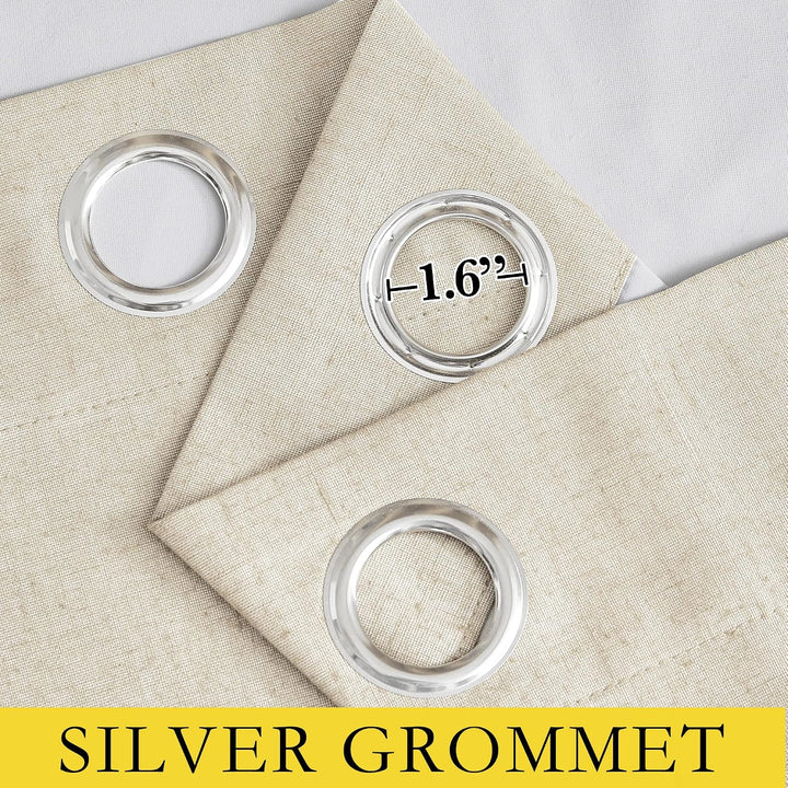 Beige Linen-Blend Blackout Grommet Curtains, 52 x 95 in, 2 Panels - Just Closeouts Canada Inc.