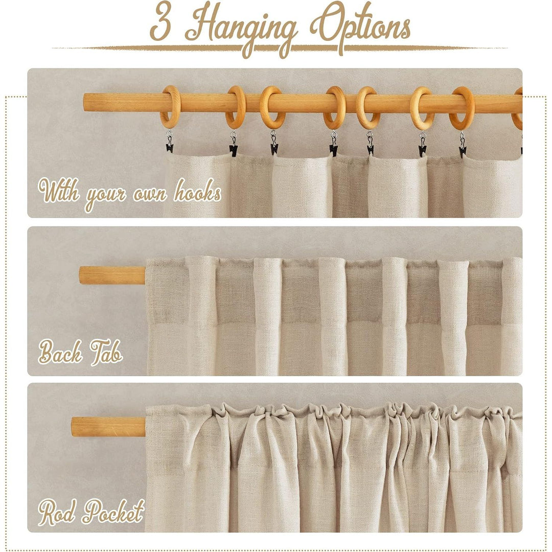 Beige Linen-Blend Light-Filtering Curtains, 52 x 84 in, 2 Panels - Just Closeouts Canada Inc.
