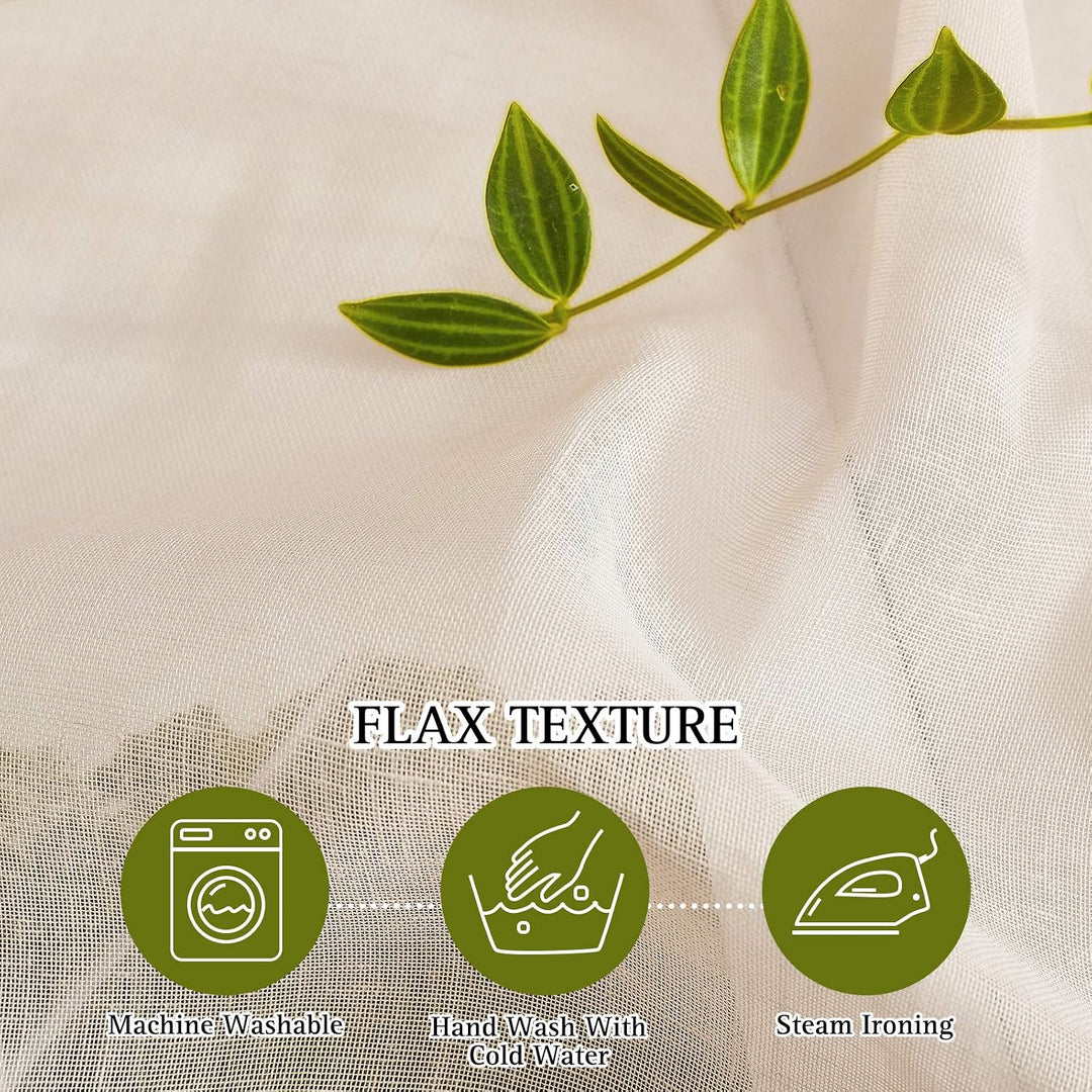 Beige Linen-Blend Sheer Grommet Curtains, 52 x 108 in, 2 Panels - Just Closeouts Canada Inc.