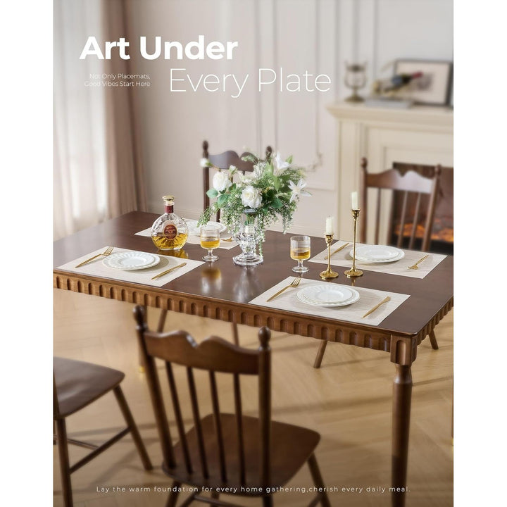 Beige White Placemats Set of 8 - Heat Resistant Non - Slip Place mats for Dining Table, Washable Durable PVC Vinyl Woven Table Mats(Beige White, 8) - Just Closeouts Canada Inc.