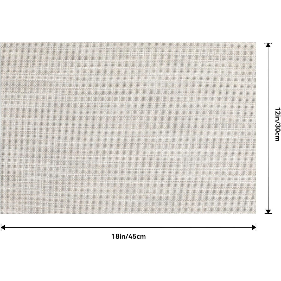 Beige White Placemats Set of 8 - Heat Resistant Non - Slip Place mats for Dining Table, Washable Durable PVC Vinyl Woven Table Mats(Beige White, 8) - Just Closeouts Canada Inc.