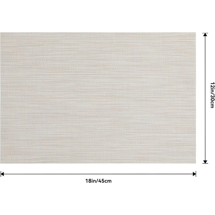 Beige White Placemats Set of 8 - Heat Resistant Non - Slip Place mats for Dining Table, Washable Durable PVC Vinyl Woven Table Mats(Beige White, 8) - Just Closeouts Canada Inc.