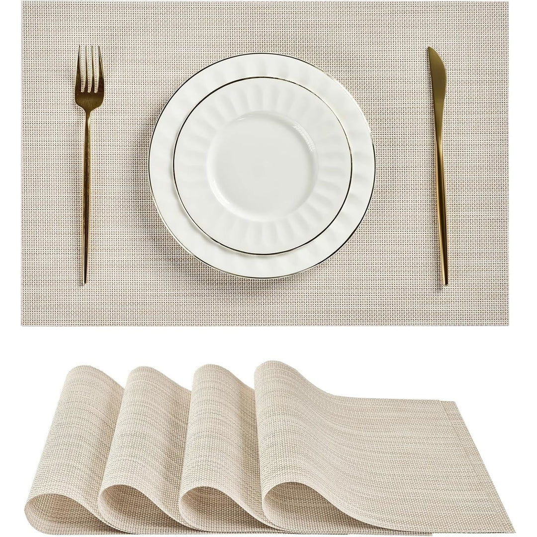 Beige White Woven Placemats – Set of 4 - Just Closeouts Canada Inc.