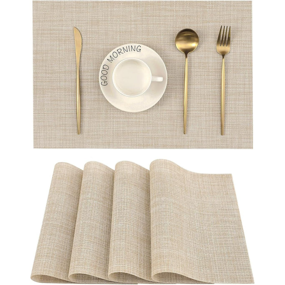 Beige Woven Placemats – Set of 4 - Just Closeouts Canada Inc.