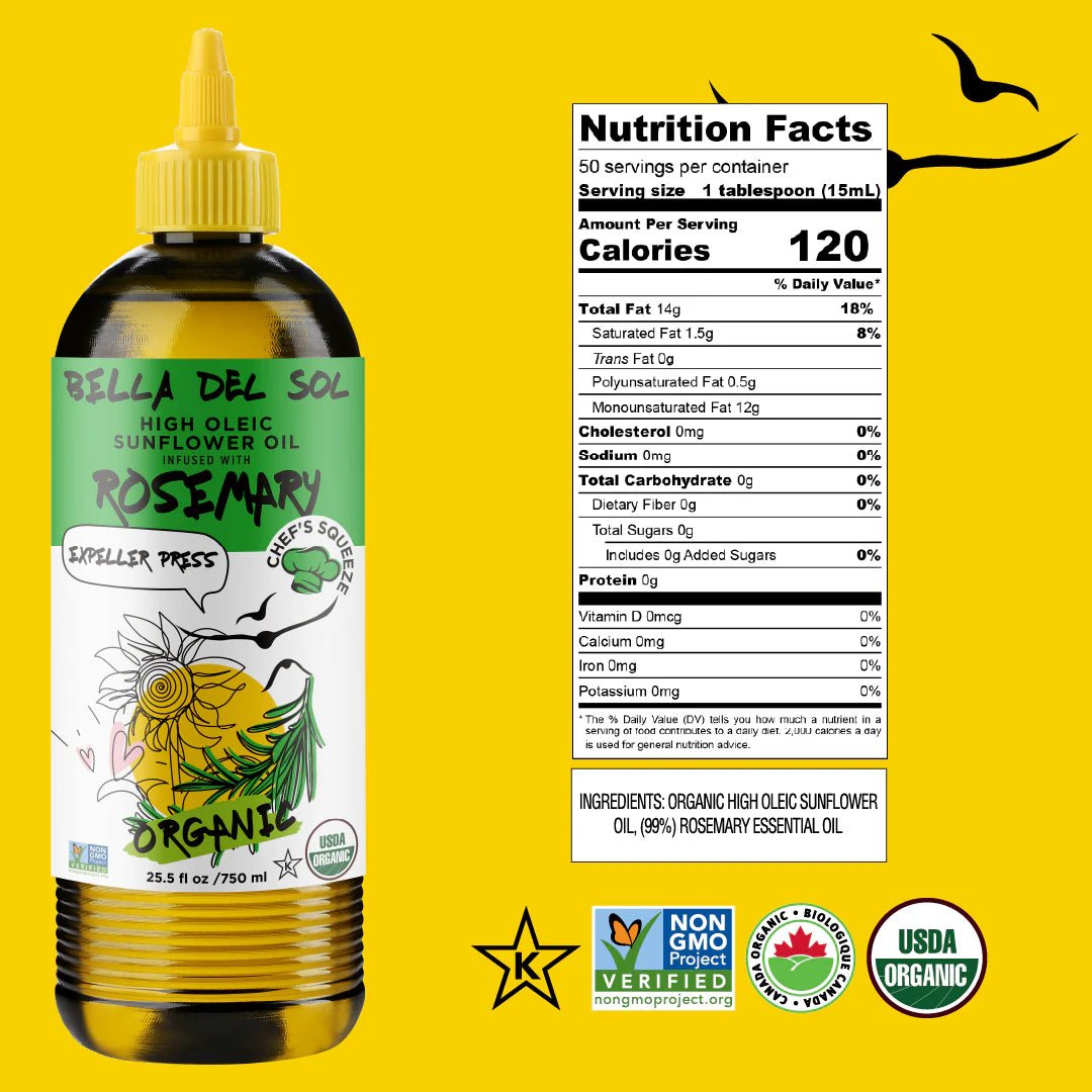 Bella Del Sol Organic Sunflower Oil Rosemary, 750mL - Just Closeouts Canada Inc.