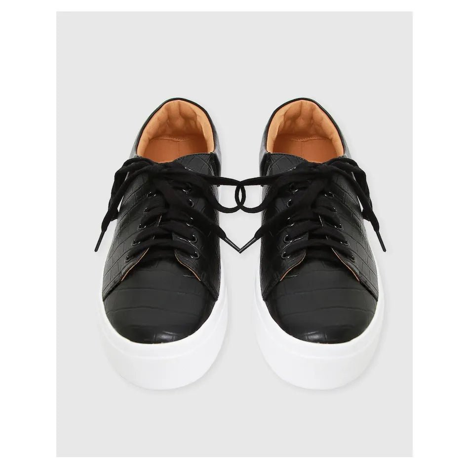 Belle & Bloom Just A Dream Croc Leather Sneaker - Black, Size 8 US - Just Closeouts Canada Inc.9343608125586