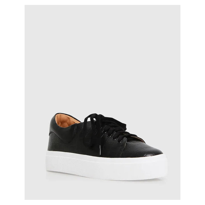 Belle & Bloom Just A Dream Croc Leather Sneaker - Black, Size 8 US - Just Closeouts Canada Inc.9343608125586