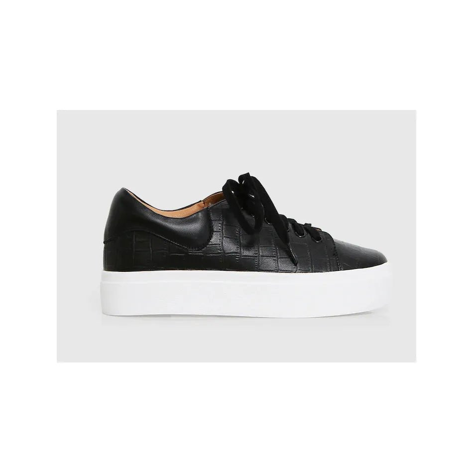 Belle & Bloom Just A Dream Croc Leather Sneaker - Black, Size 8 US - Just Closeouts Canada Inc.9343608125586
