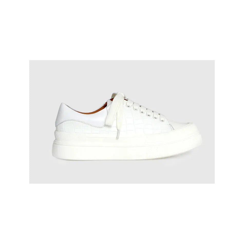 Belle & Bloom Just A Dream Croc Leather Sneaker - White - Just Closeouts Canada Inc.9343608119066