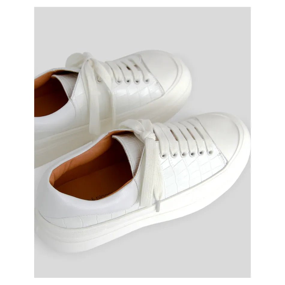 Belle & Bloom Just A Dream Croc Leather Sneaker - White - Just Closeouts Canada Inc.9343608119066