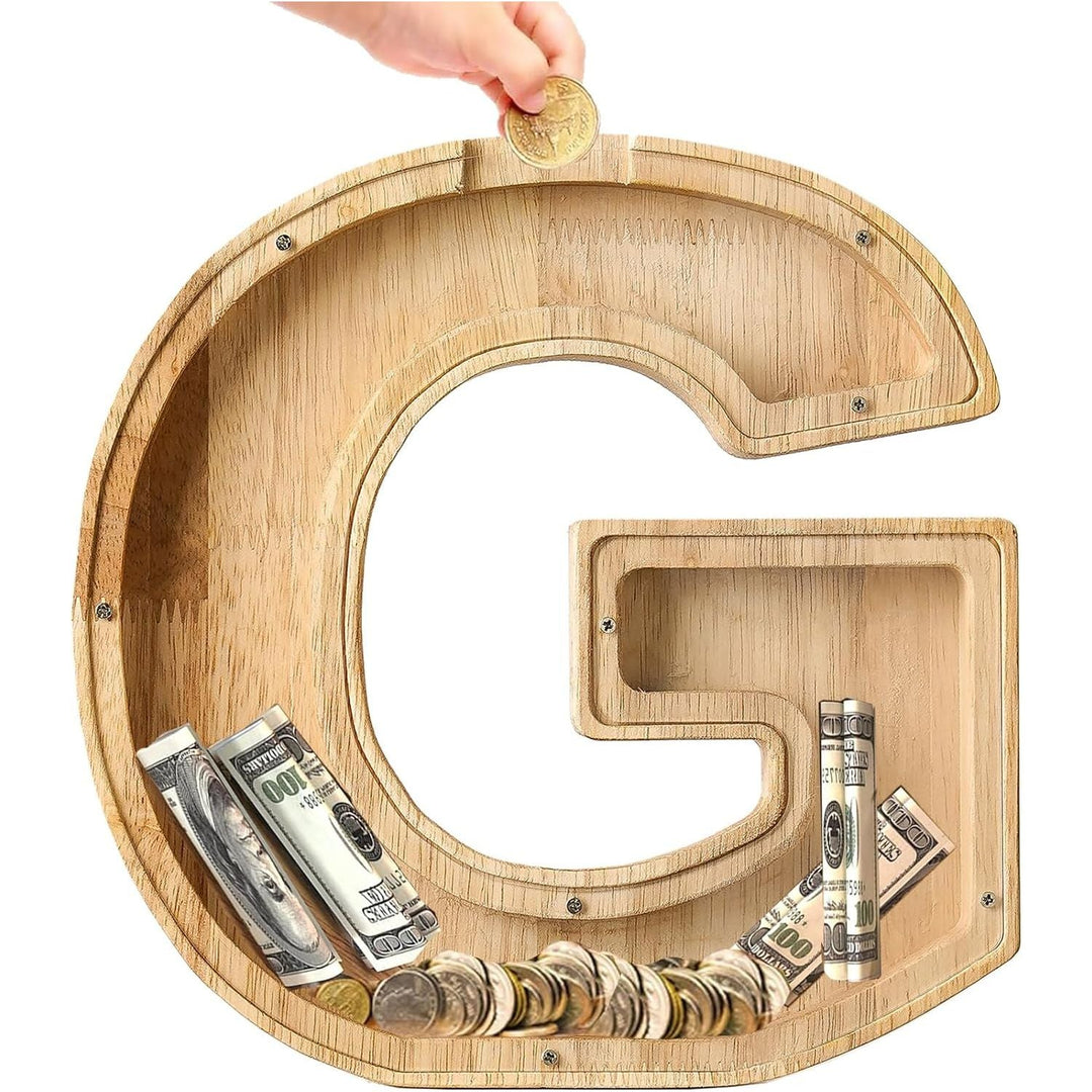 Bemaystar Letter - Piggy - Bank for Kids, Wooden Money - Box, Initial Letters Piggy - Banks for Girls Boys, 9 Inch Money Bank Coin Bank, Christmas Birthday Gifts for Kids(G) - Just Closeouts Canada Inc.