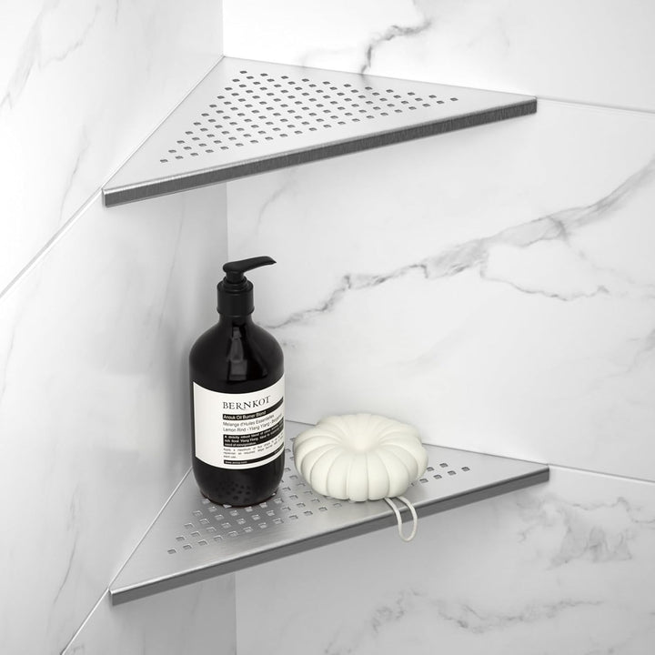 Bernkot Corner Shower Shelf 2 Pack, 304 Stainless Steel Grout in Shelves for Bathroom, 10'' Recessed Shelf Rack for Tiled Wall, No Drilling Needed (10'', Silver) - Just Closeouts Canada Inc.