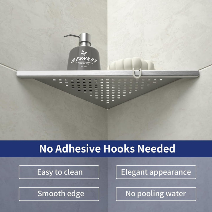 Bernkot Corner Shower Shelf 2 Pack, 304 Stainless Steel Grout in Shelves for Bathroom, 10'' Recessed Shelf Rack for Tiled Wall, No Drilling Needed (10'', Silver) - Just Closeouts Canada Inc.