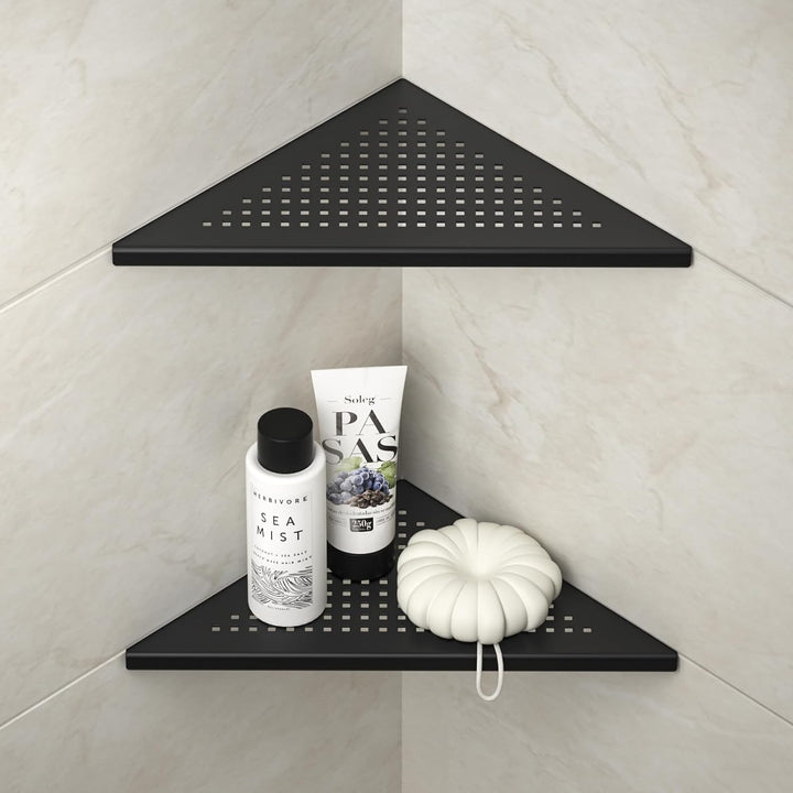 Bernkot Corner Shower Shelves 10" Matte Black 304 Stainless Steel Recessed Corner Shelf Bathroom Shower Shelf for Tiled Wall, No Drilling, 2 Pack - Just Closeouts Canada Inc.