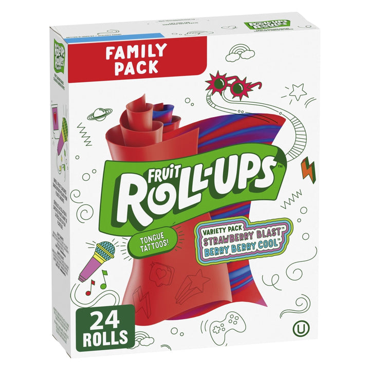 Betty Crocker Fruit Roll-Ups Strawberry Blast & Berry Berry Cool, 24 Rolls, 340 g - Just Closeouts Canada Inc.065633233355