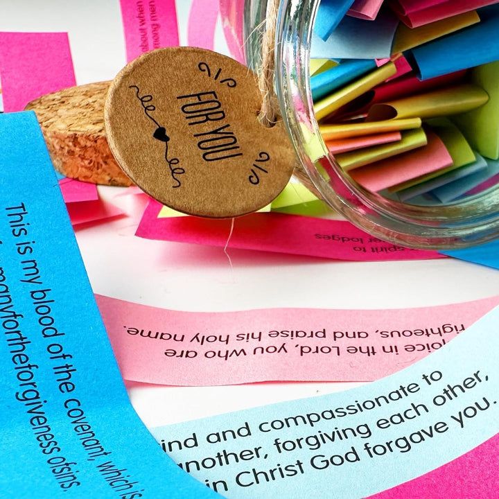 Bible verse jar gift set display