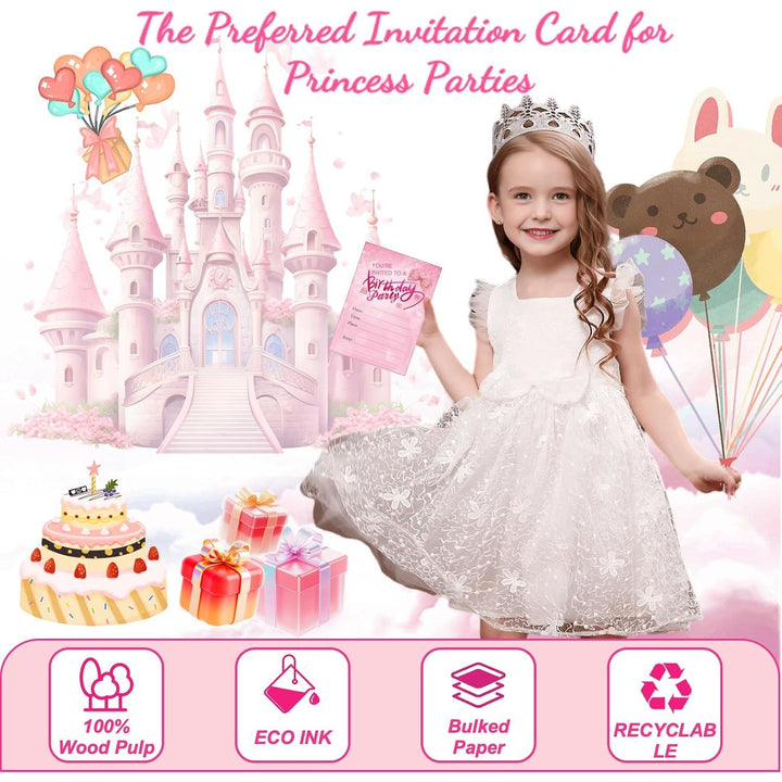 Birthday invitations for girls, 30 birthday invitations for children with words filled in, birthday invitations, decorated with pink hearts and bows - Just Closeouts Canada Inc.B0FHBSP6RK