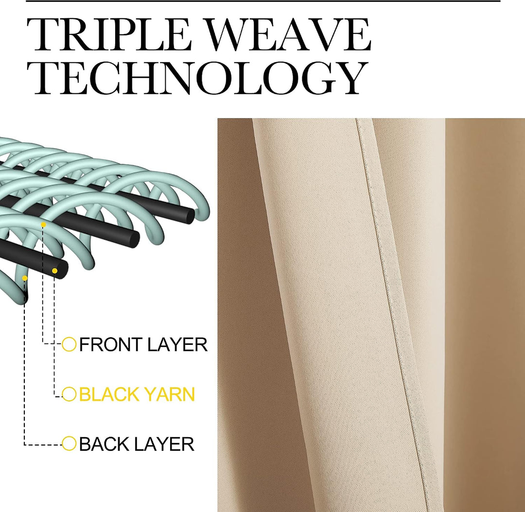 Triple-weave Biscotti Beige curtain fabric detail
