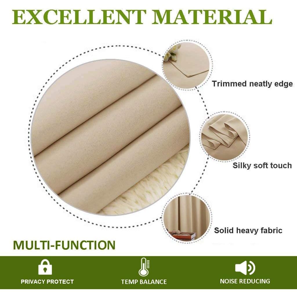 Biscotti Beige Blackout Grommet Kitchen Tiers, 52 x 36 in, 2 Panels - Just Closeouts Canada Inc.