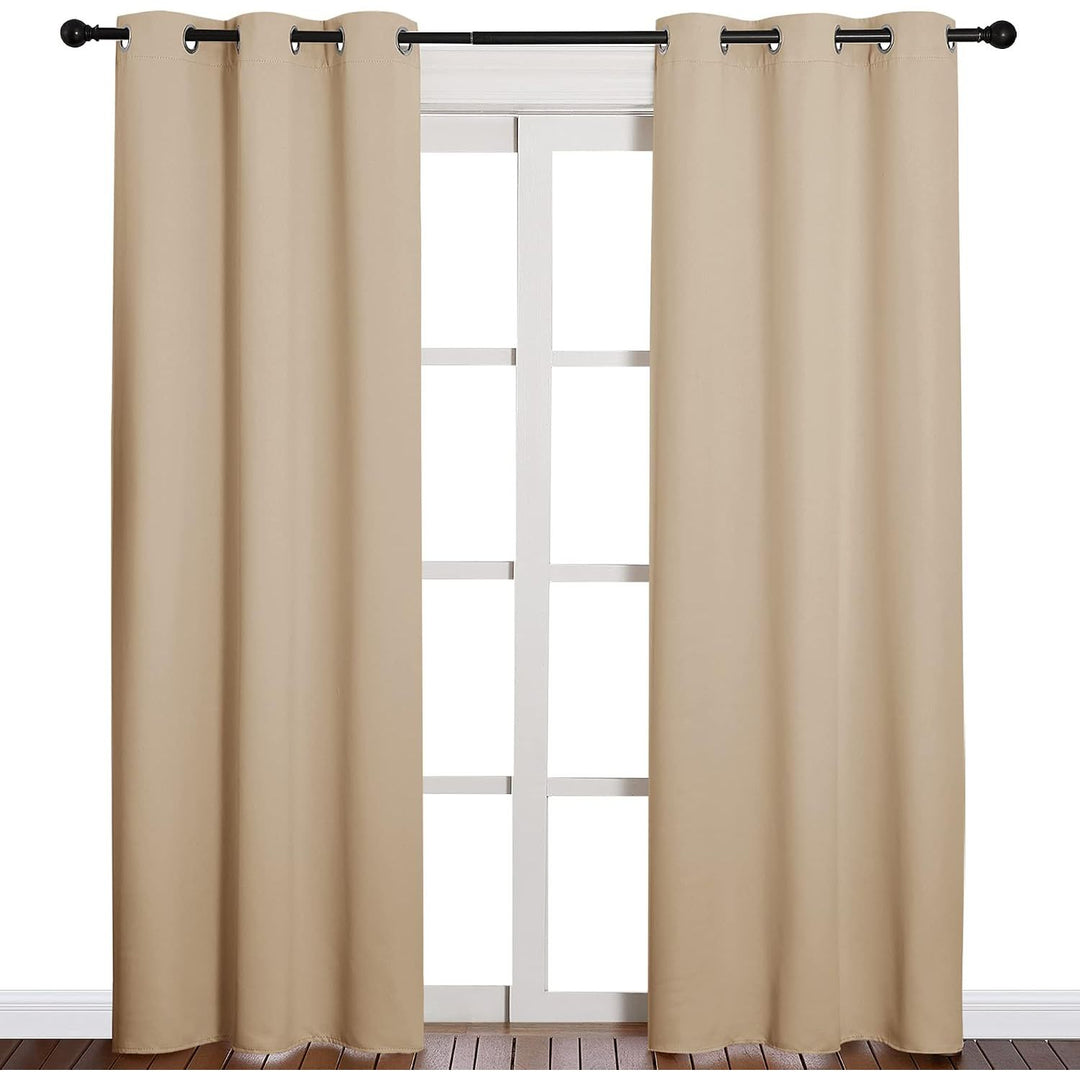 Biscotti Beige Room Darkening Grommet Curtains, 42 x 84 in, 2 Panels - Just Closeouts Canada Inc.