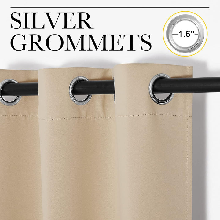 Biscotti Beige Room Darkening Grommet Curtains, 42 x 84 in, 2 Panels - Just Closeouts Canada Inc.