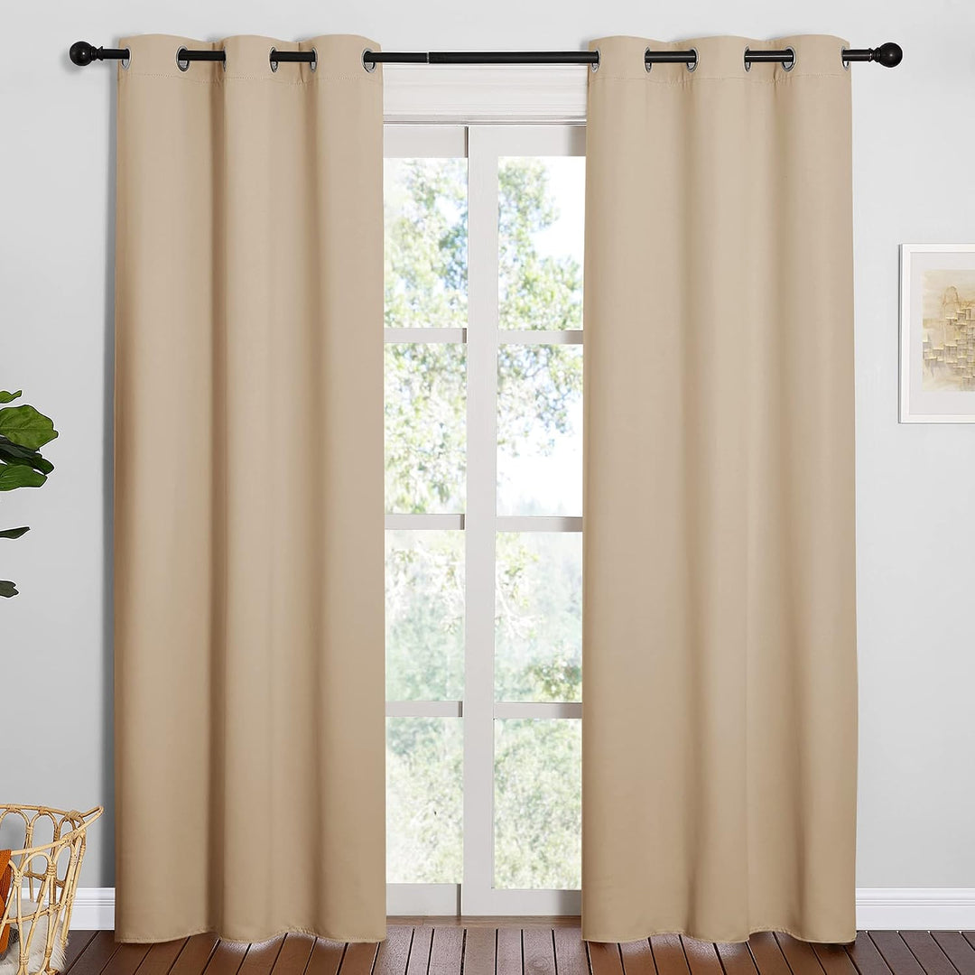 Biscotti Beige Room Darkening Grommet Curtains, 42 x 84 in, 2 Panels - Just Closeouts Canada Inc.