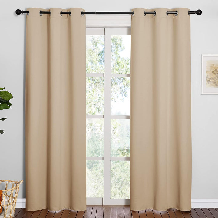 Biscotti Beige Room Darkening Grommet Curtains, 42 x 84 in, 2 Panels - Just Closeouts Canada Inc.