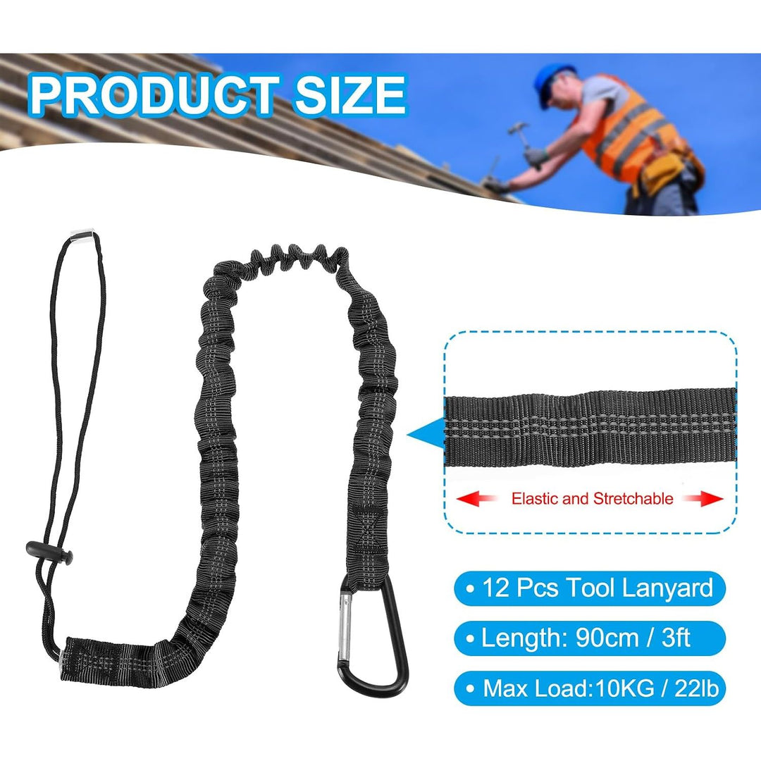Black 3-Foot Retractable Tool Lanyards, 12-Pack - Just Closeouts Canada Inc.