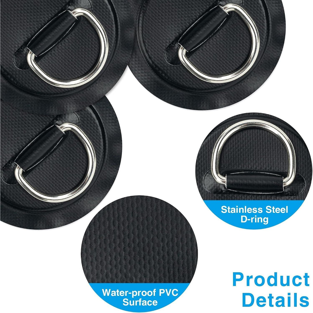Black 4-Piece Paddle Board D-Ring Patch and Bungee Kit - Just Closeouts Canada Inc.