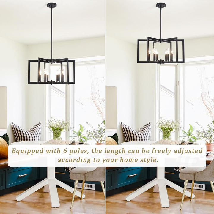 Black 6-Light Geometric Farmhouse Chandelier - Just Closeouts Canada Inc.