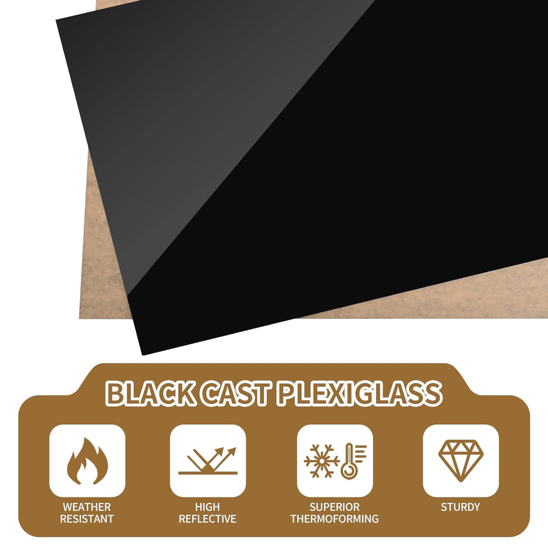 Black Acrylic Sheet 11 x 14 Lesnlok 2 Pieces Black Plexiglass Sheet 1/8 inch Thick 3mm, DIY Materials for Home Decor, Handcraft, Painting, Photography,Switch Panel, Display Stand - Just Closeouts Canada Inc.