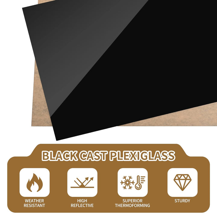 Black Acrylic Sheet 11 x 14 Lesnlok 2 Pieces Black Plexiglass Sheet 1/8 inch Thick 3mm, DIY Materials for Home Decor, Handcraft, Painting, Photography,Switch Panel, Display Stand - Just Closeouts Canada Inc.