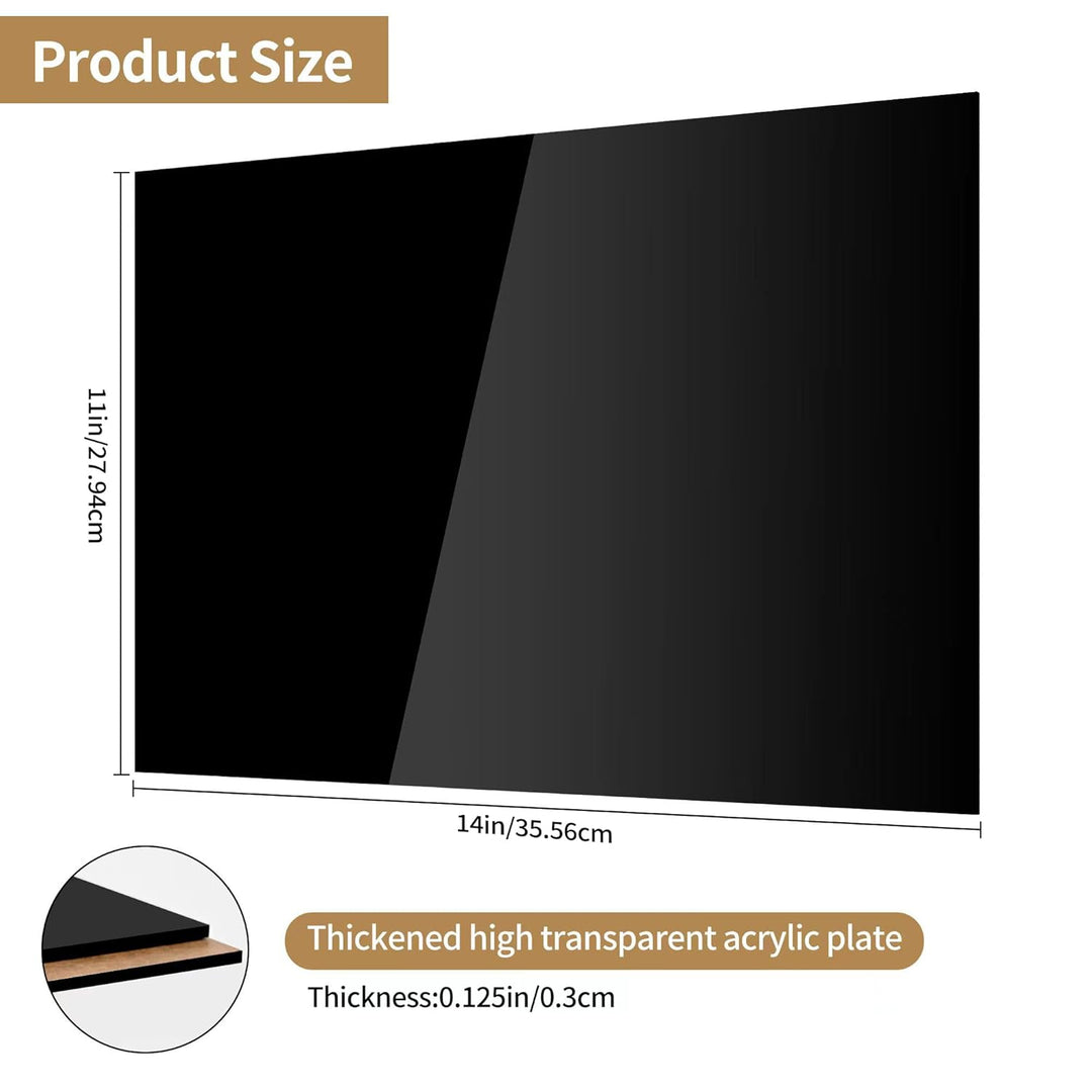 Black Acrylic Sheet 11 x 14 Lesnlok 2 Pieces Black Plexiglass Sheet 1/8 inch Thick 3mm, DIY Materials for Home Decor, Handcraft, Painting, Photography,Switch Panel, Display Stand - Just Closeouts Canada Inc.
