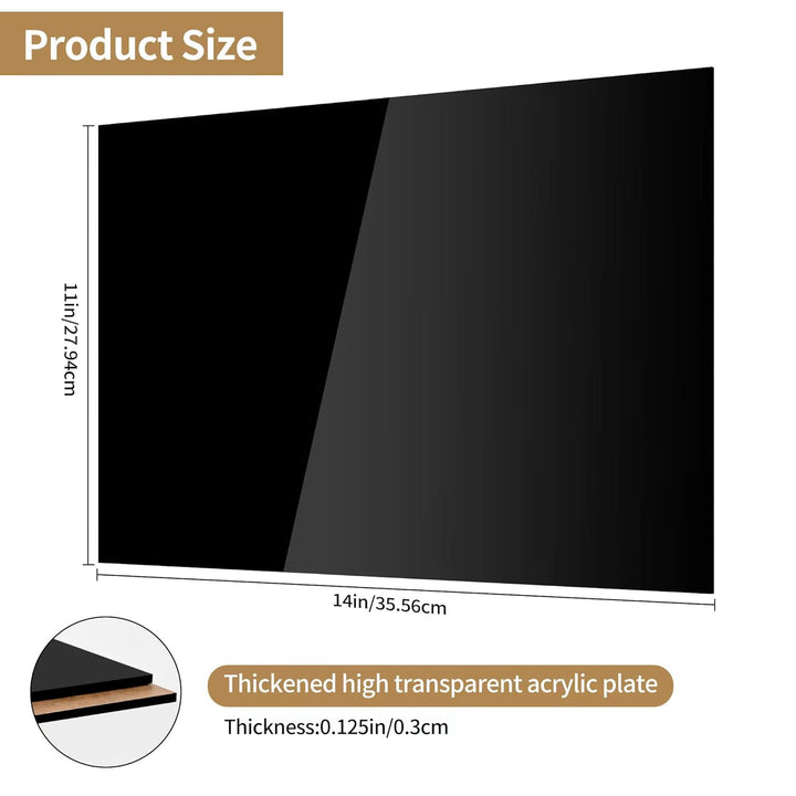 Black Acrylic Sheet 11 x 14 Lesnlok 2 Pieces Black Plexiglass Sheet 1/8 inch Thick 3mm, DIY Materials for Home Decor, Handcraft, Painting, Photography,Switch Panel, Display Stand - Just Closeouts Canada Inc.