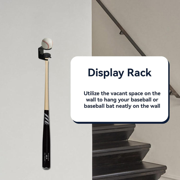 Two black baseball bat wall holders, view 4