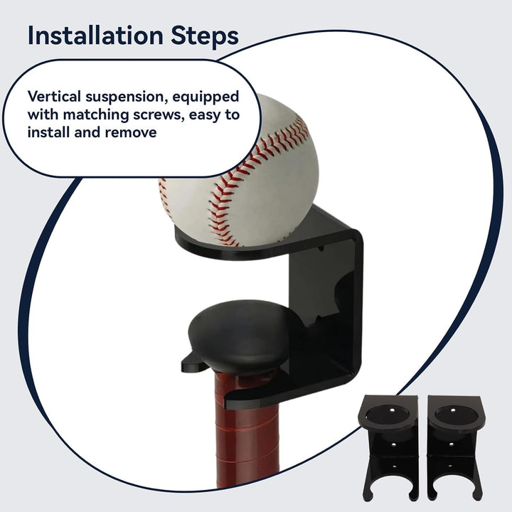 Two black baseball bat wall holders, view 5