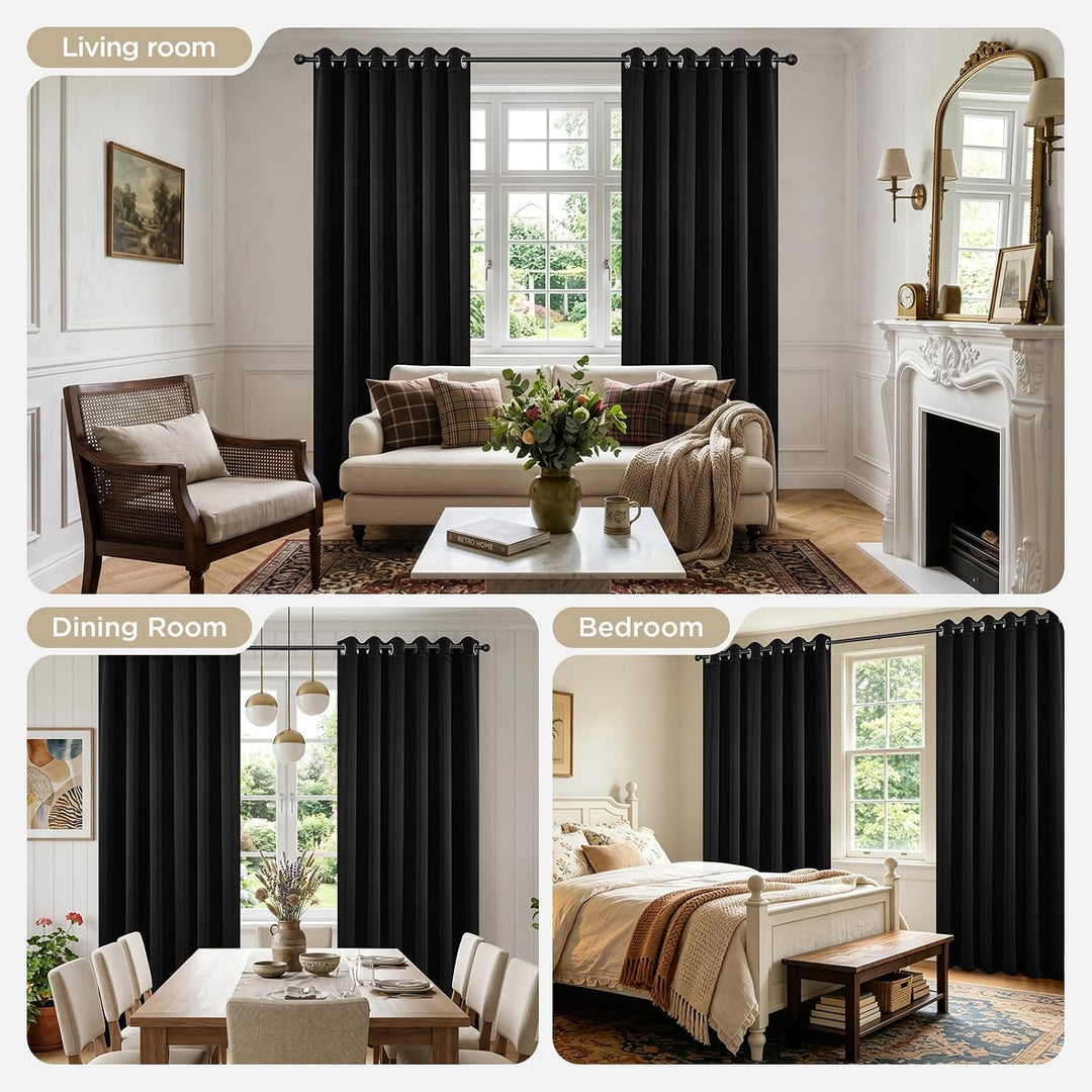 Black Blackout Grommet Curtains, 2 Panels, 52 x 72 in - Just Closeouts Canada Inc.X0040GDO63